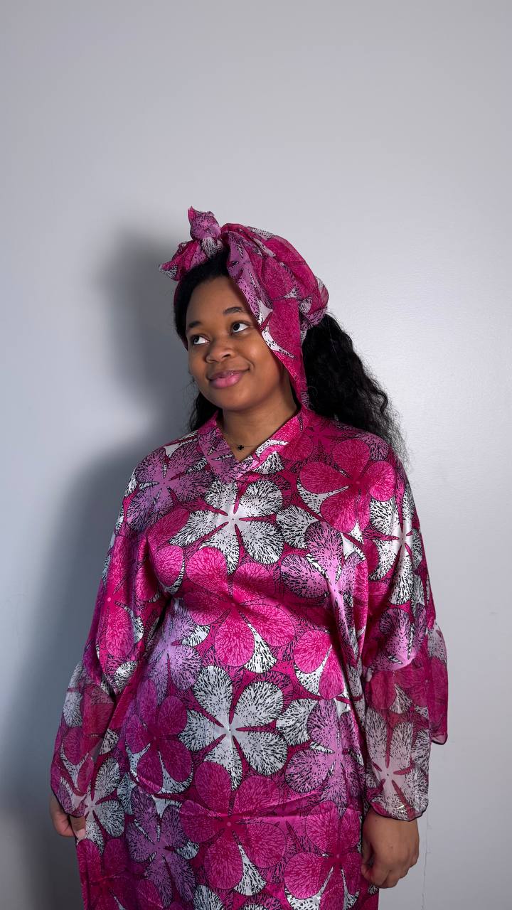 ROBE KEYLA EN SOIE AVEC FOULARD