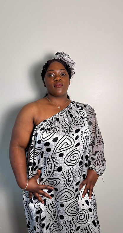 ROBE SITA EN SOIE AVEC FOULARD