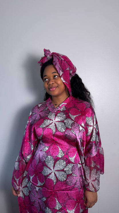 ROBE KEYLA EN SOIE AVEC FOULARD